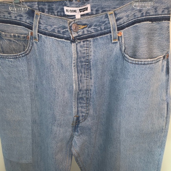NEW Re/done Levi’s Patchwork Straight Leg Jeans 29 - Picture 3 of 8